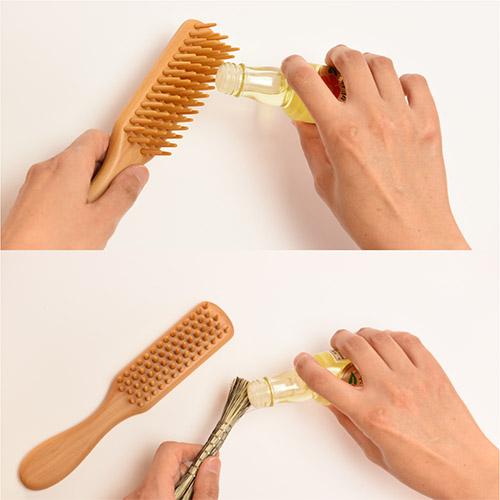 つげブラシ専用 お手入れ用ハケ(長さ 約11cm)&椿油 70ml セット 天然  