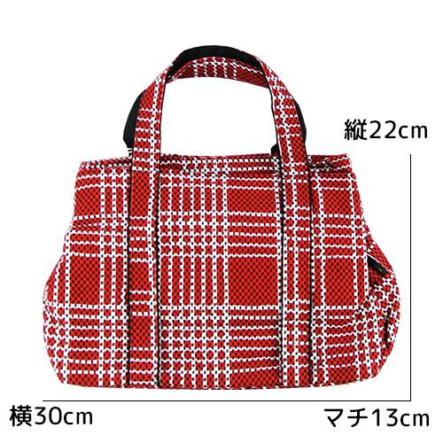 日本製 老舗染物屋 刺子織三口トートバッグ なごみ 赤 Sサイズ 太田旗