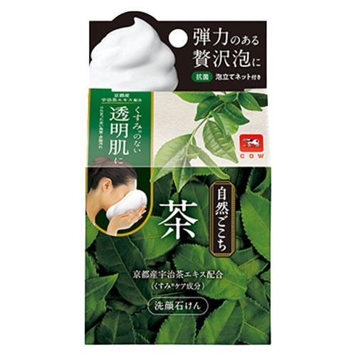 牛乳石鹸 自然ごこち 茶 洗顔石けん (やすらぐ緑茶の香り) 80g 泡立て 