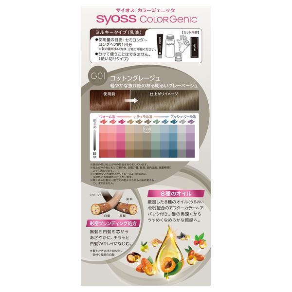 syoss(サイオス) カラージェニック ミルキーヘアカラー(G01 コットングレージュ) 50g+100ml+15g : アットコスメ ...