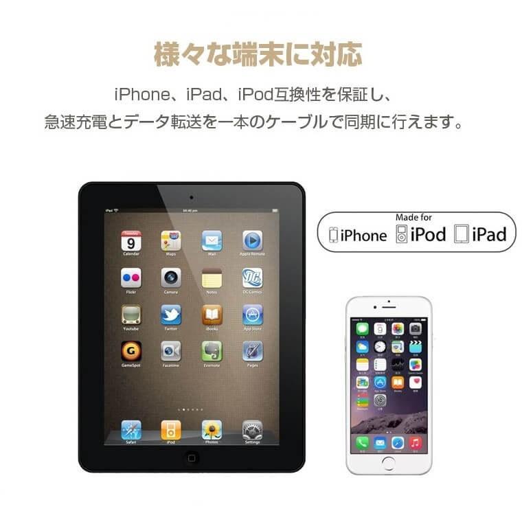 L字型 iPhone USB 充電ケーブル 1m iPhone XS/XR/XS Max ケーブル iPhone X iPhone 8/8 Plus/7/7 Plus/iPad/iPod アイフォン L字 充電器 コード 1メートル｜cosmevivi｜07