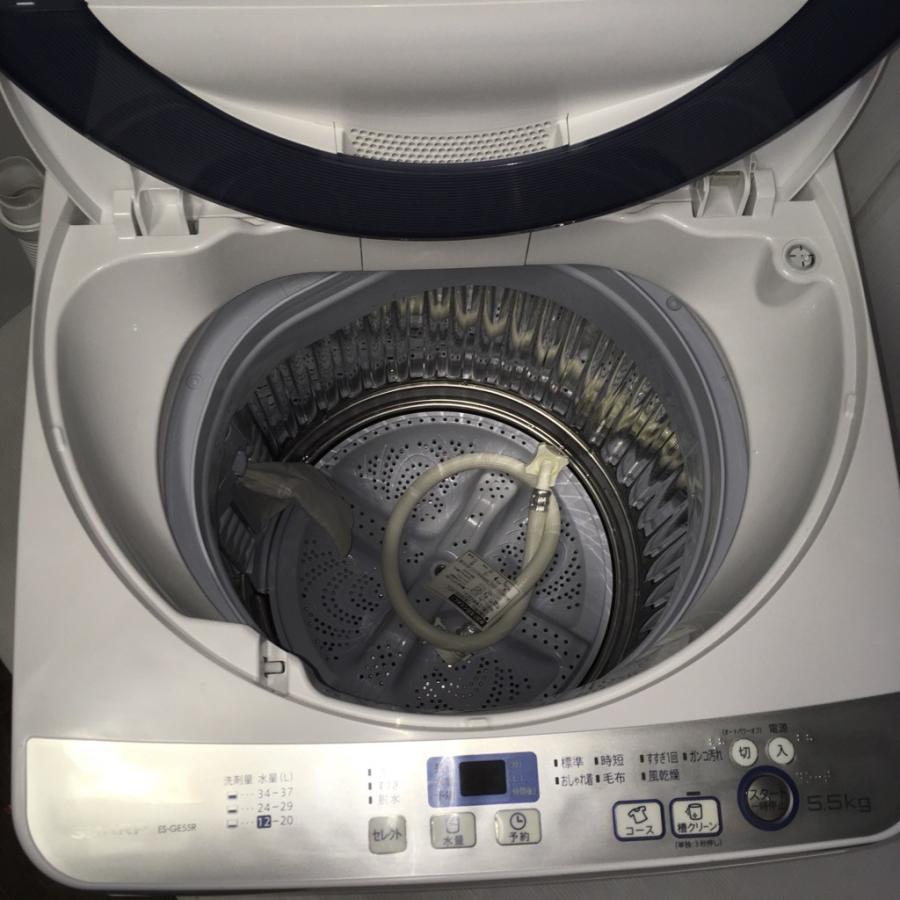 中古 洗濯機 シャープ 5.5kg 全自動 ES-GE55R-H 2016年製 穴無し