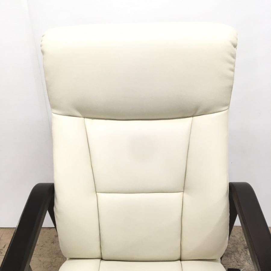 中古 富士ファニチア パーソナルチェア ホワイト×ダークブラウン系