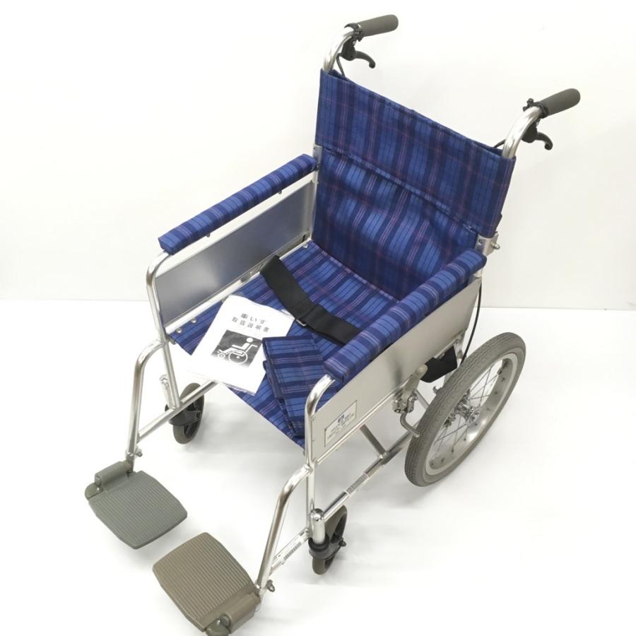 中古品　アルミ製　介助用車椅子 フランスベッド 中古 アルミ製 介助用車いす FB-K40 ブルー系