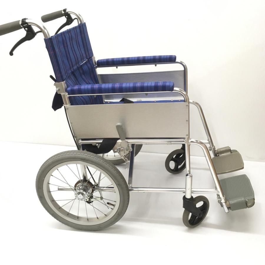 フランスベッド 中古 アルミ製 介助用車いす FB-K40 ブルー系