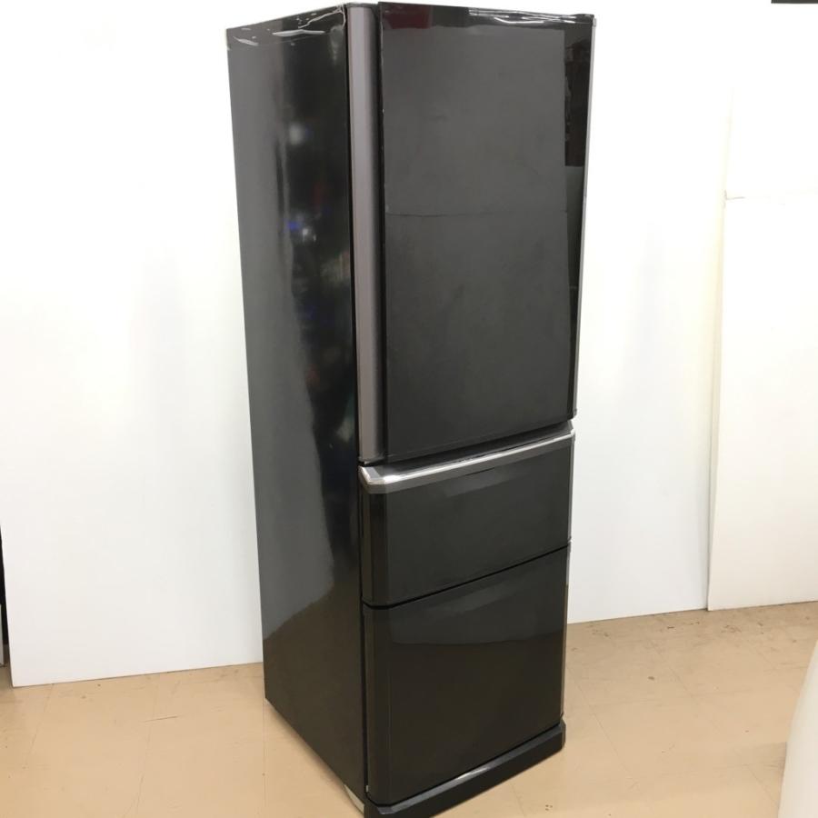 中古 370L 3ドア冷蔵庫 三菱 MR-C37X-B 2014年製 黒 右開き 自動製氷 