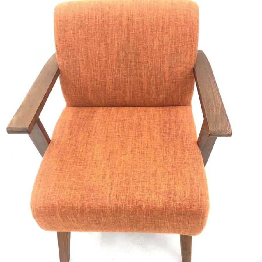 中古 カフェチェア 一人掛けソファ アームチェア オレンジ系 W61×D58×H72 中古 カフェチェア 一人掛けソファ アームチェア オレンジ系 W61×D58