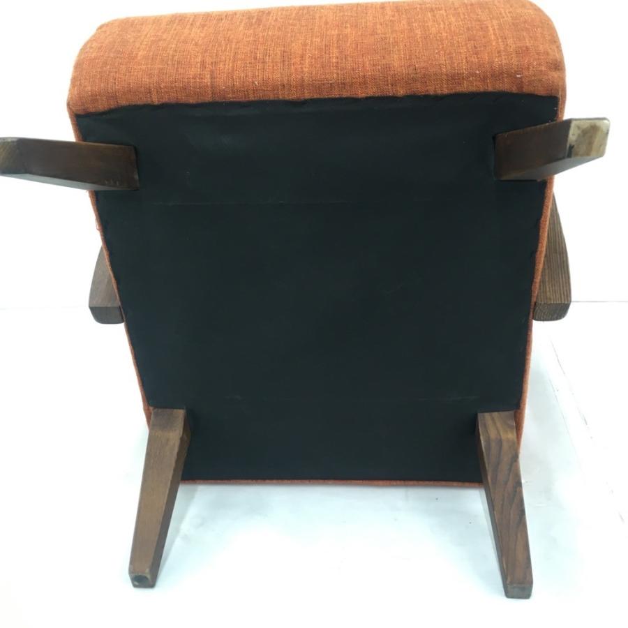 中古 カフェチェア 一人掛けソファ アームチェア オレンジ系 W61×D58×H72 中古 カフェチェア 一人掛けソファ アームチェア オレンジ系 W61×D58