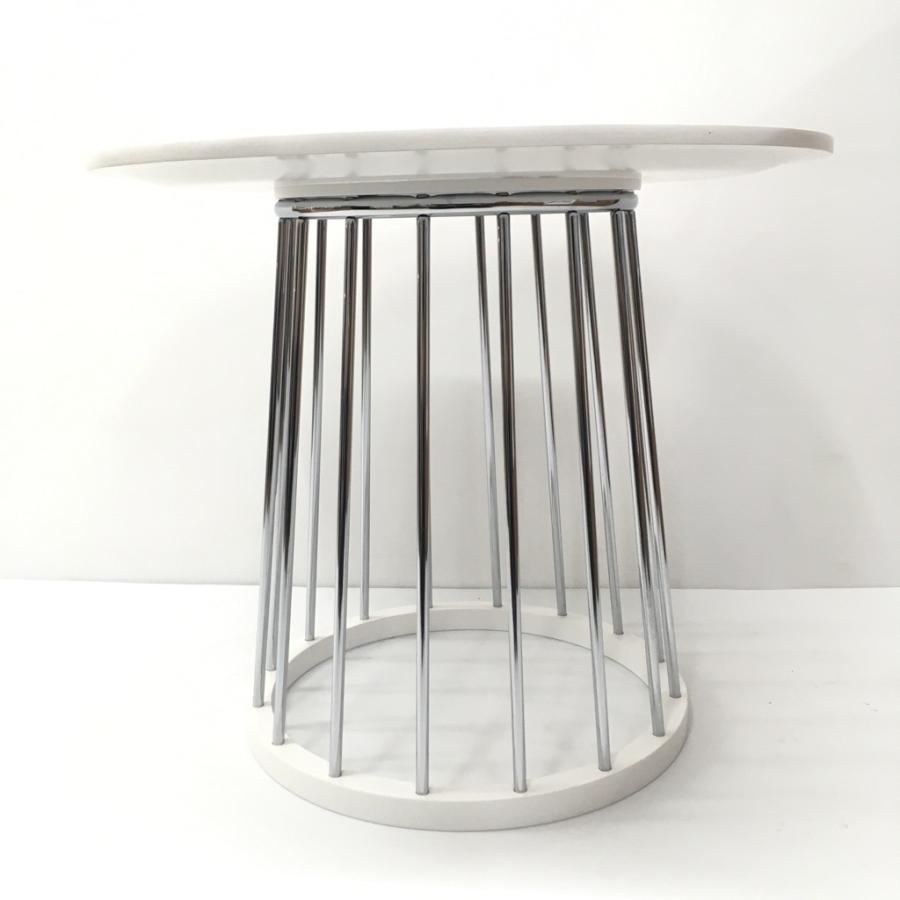 中古 Francfranc バルス 円形サイドテーブル ラディオウ RADIAUX SIDE TABLE ホワイト W58×D58×H49.5