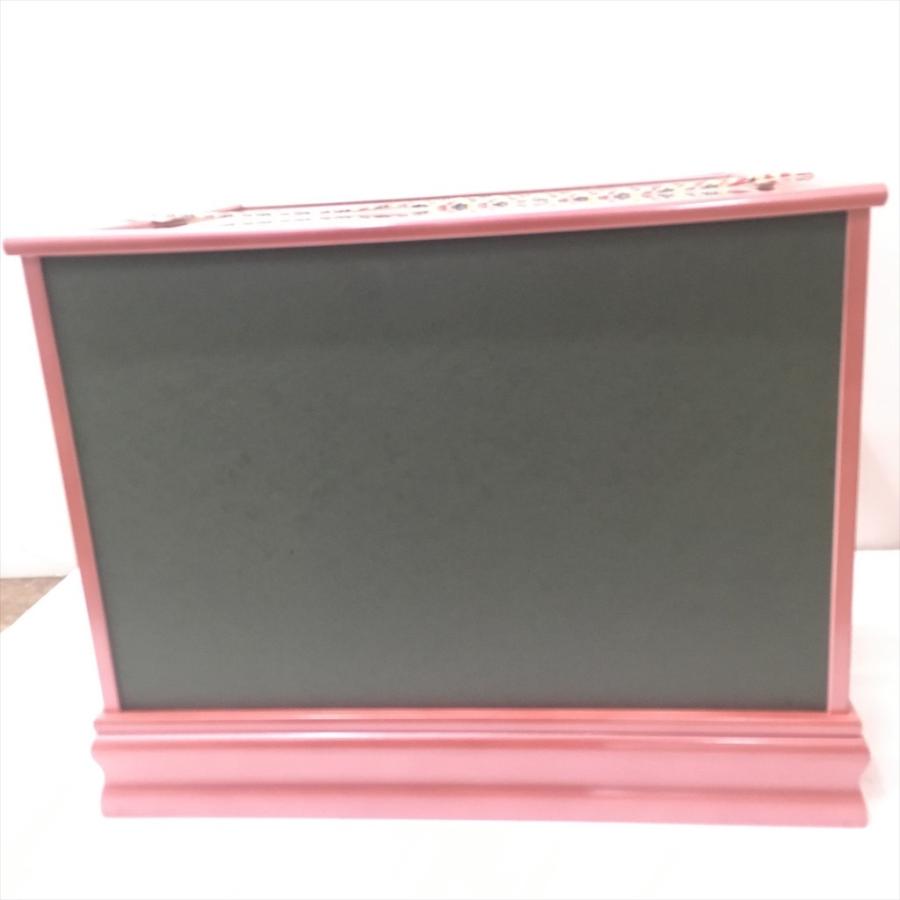 中古 未使用 ひな人形 翠豊作 木目込 十五人飾り 友禅 ピンクメタリック 48×39×38_3