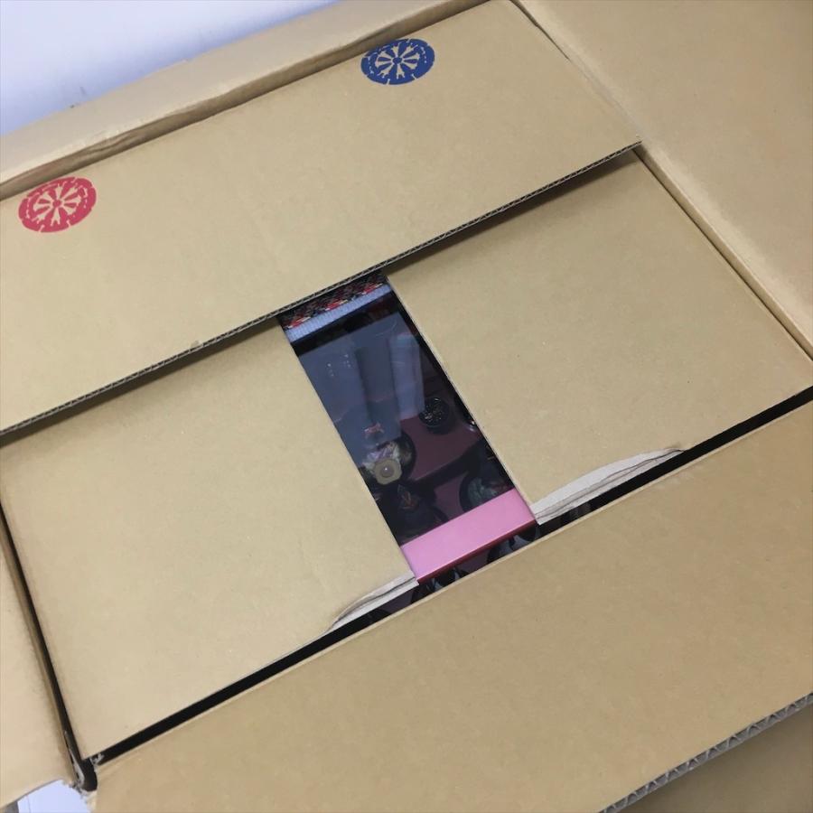 中古 未使用 ひな人形 翠豊作 木目込 十五人飾り 友禅 ピンクメタリック 48×39×38_5