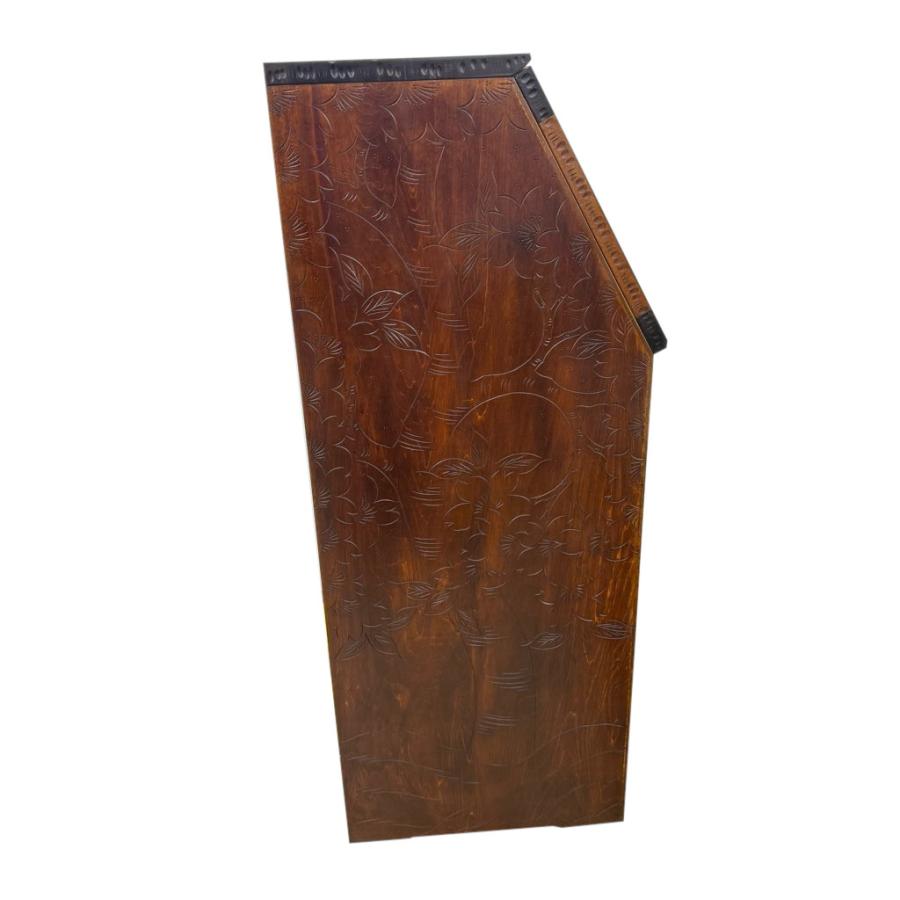 中古 店舗近郊送料格安 軽井沢彫 ライティングデスク 伝統工芸 書斎机