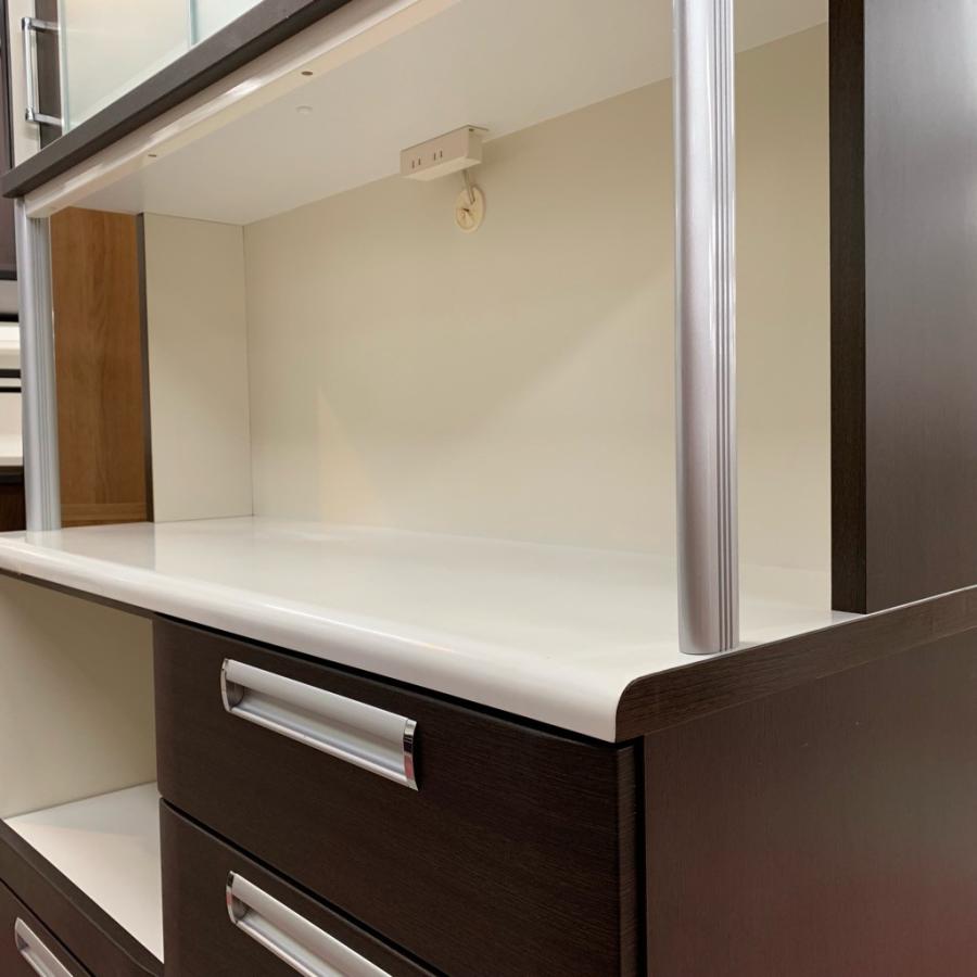 23Y048 ジF NITORI ニトリ キッチンボード 食器棚 120cm幅 ブラウン 中古