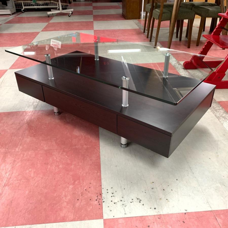 ニトリ 中古 収納付きガラステーブル ニトリ製 幅121cm×奥66cm ニトリ 中古 収納付きガラステーブル ニトリ製 幅121cm×奥66cm