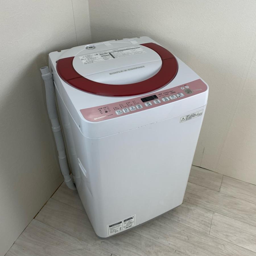 中古 7.0kg 全自動洗濯機 シャープ ES-KS70P-P 2015年製 槽クリーン 穴無しステンレス槽 おまかせセレクト