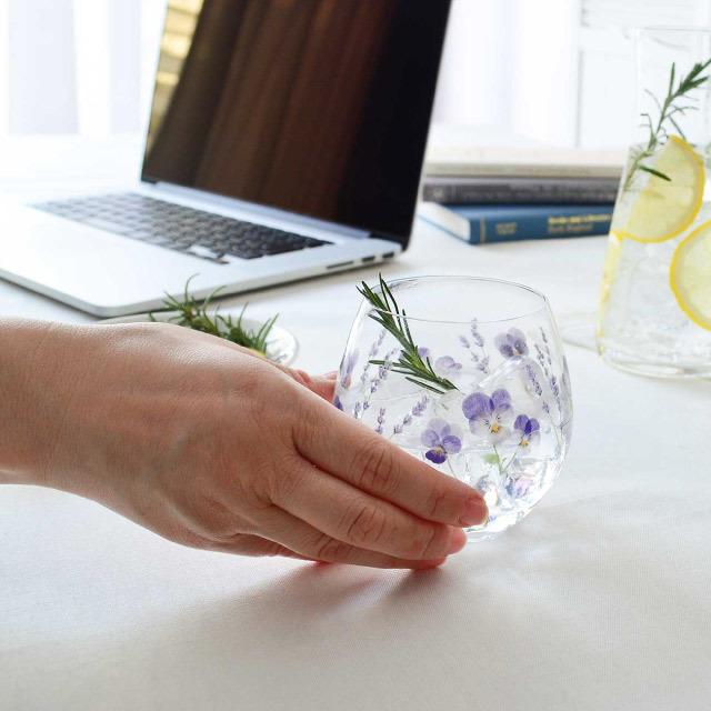 東洋佐々木ガラス ペアフリーグラス ビオラ柄・ラベンダー柄 hanafumi