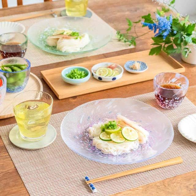 東洋佐々木ガラス 麺皿 ピンク いろしずく 3個入 東洋佐々木ガラス
