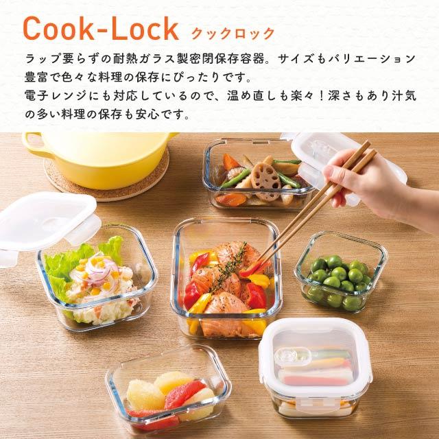ADERIA 密封保存容器 耐熱ガラス 4面ロック 角スクエア 750ml クック