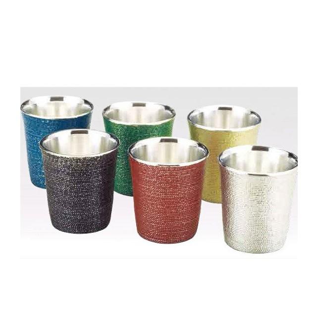 大阪錫器 ぐい呑み 糸目 55ml 朱（ITO-R） キッチン、台所用品