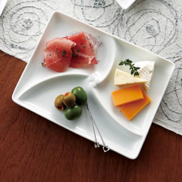 三つ仕切り皿 巴 5枚セット 和 nagomi 3parts plate 白磁 深山陶器