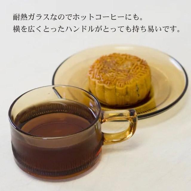 廣田硝子 耐熱性カップ&ソーサー 2個セット 200ml 選べる2色 昭和