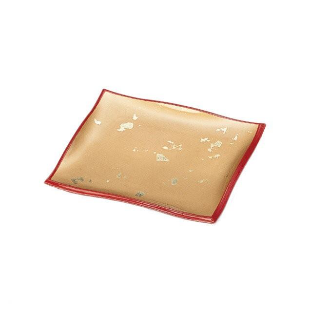 sale中【美品】清流盛器 色紙金箔渕朱 バイキング S•H塗 ABS樹脂 盛皿 9寸 波渕バイキングトレー 金箔オトシ 3個セット（51310940）8-378-9