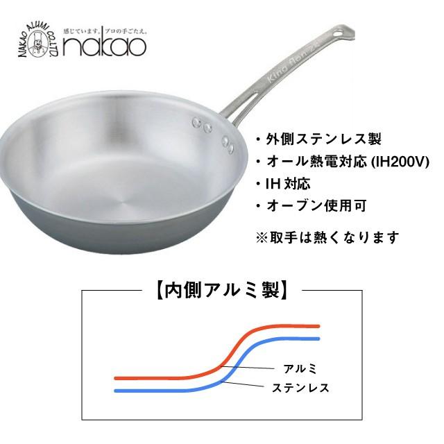 中尾アルミ ND-11M キングフロンノーメイクフライパン深型 24cm オール