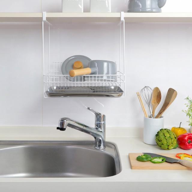 水切りラック 水切りカゴ 吊り戸棚 シンク上 吊り下げ キッチン収納