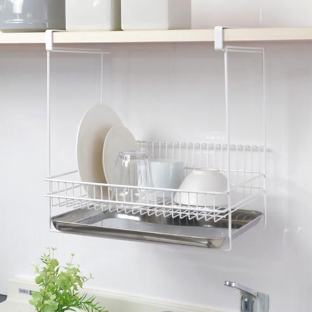 水切りラック 水切りカゴ 吊り戸棚 シンク上 吊り下げ キッチン収納