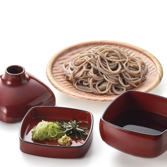角ひさごそば 後藤塗内朱 3個セット 和美作日 Wabisabi（3-686-13) キッチン、台所用品の画像