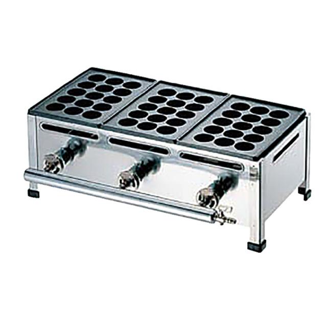 AKSたこ焼台 15穴用 3枚掛セット LPガス （067007）07-0336-0103