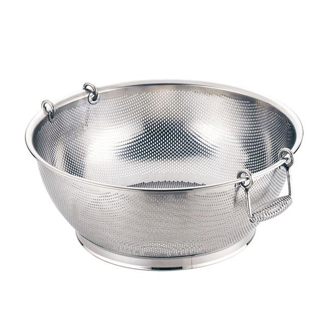 UK18-8 パンチング浅型ざる 手付 可動式取手 55cm（AHK2305）1-0265 