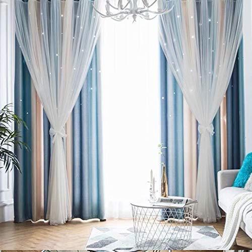 姫系カーテン 可愛い 星柄 透かし彫り グラデーション おしゃれ 遮光カーテン 遮光率90 姫 二重カーテン レース付き 一体型 2倍ヒダ アジャス B0glm2nr Cosmo Moon 通販 Yahoo ショッピング