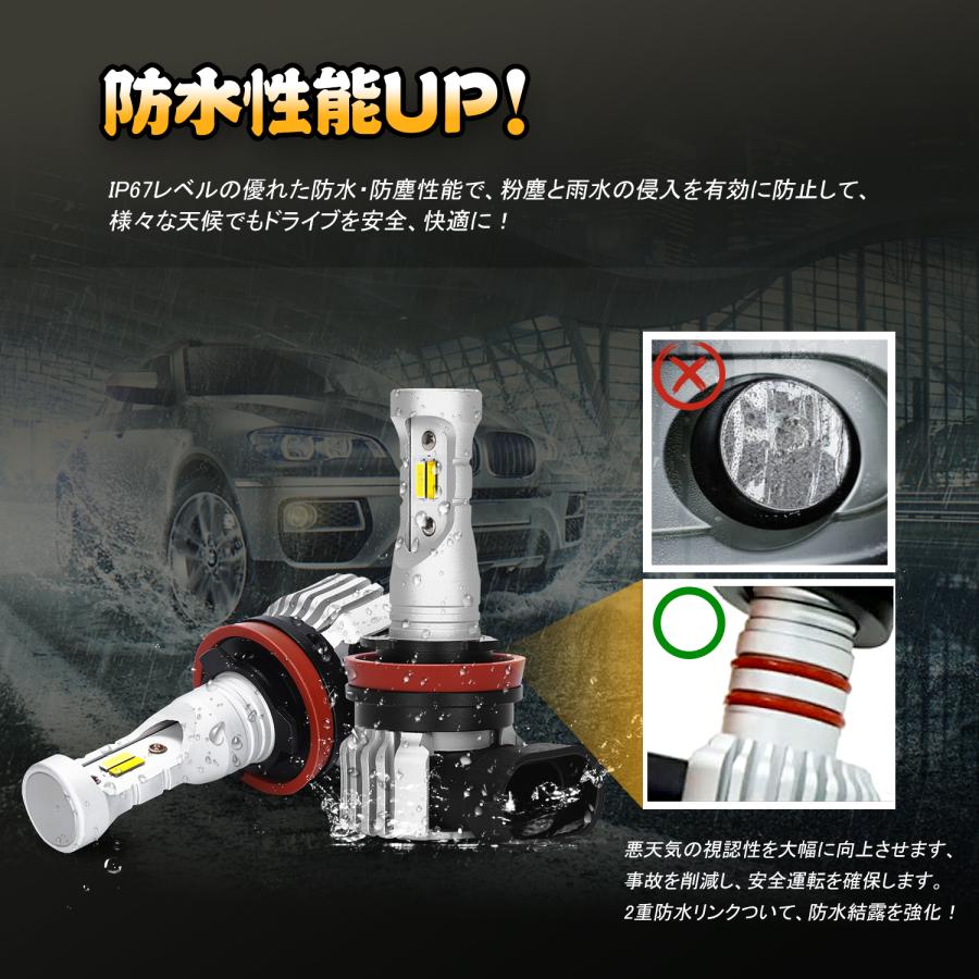 フォグライト LED 2色切替 H8/H11/H16 IP67防水 フォグランプ DC 12V