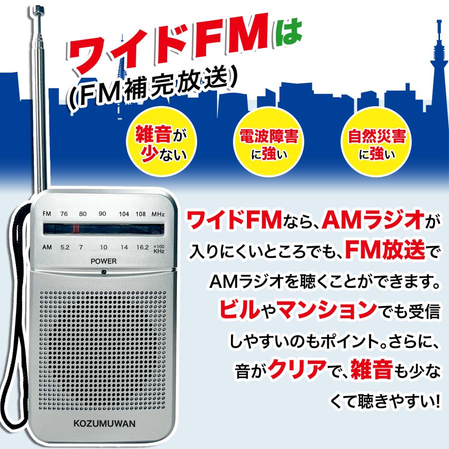 KOZUMUWAN ポケットラジオ イヤホンをプレゼント ラジオ 小型 携帯