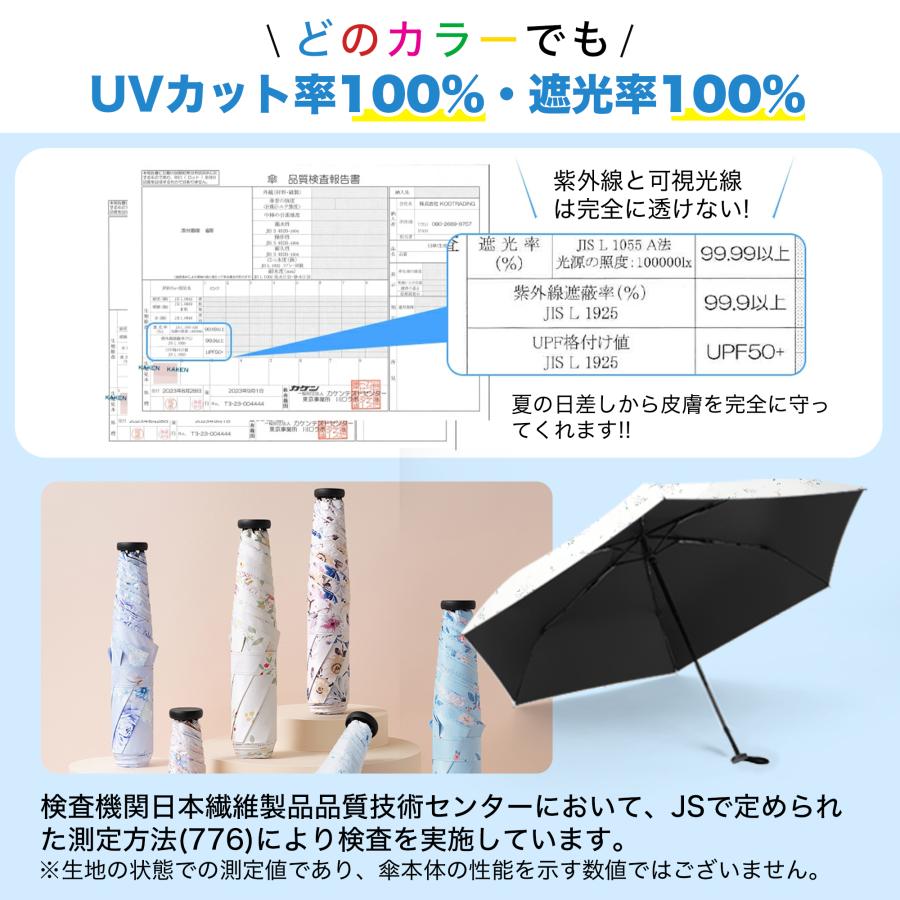 KOZUMUWAN 人気 折りたたみ日傘 UVカット 100% 完全遮光 軽量 カラー
