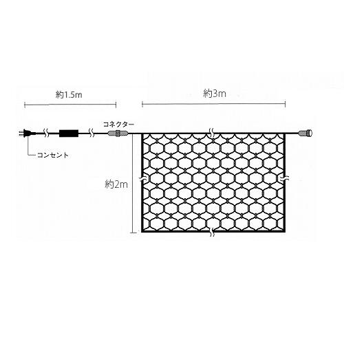KOZUMUWAN LEDネットライト ネット 360球 2M×3M コード直径1.8mm 最大3