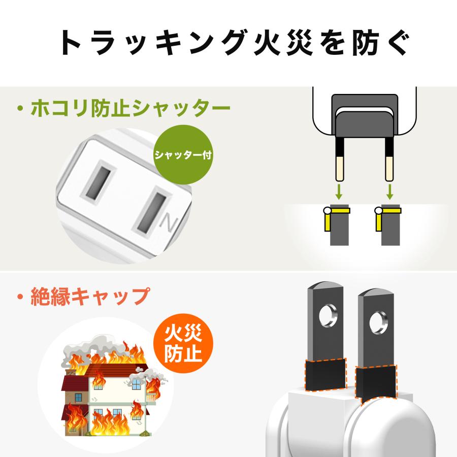 個別スイッチ】電源タップ 6個口 3m コンセントプラグ ほこり防止 分岐