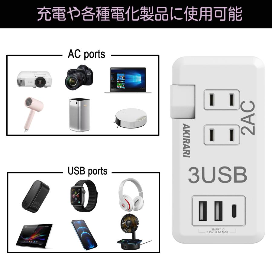 KOZUMUWAN USB充電付き ミニポータブルコンセント iPhone