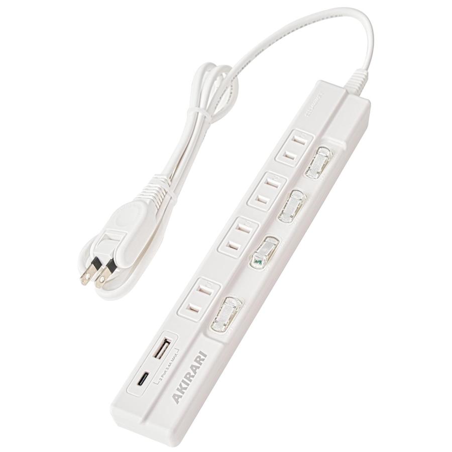 KOZUMUWAN 【LED個別スイッチ】電源タップ 6個口 1m コンセント USB