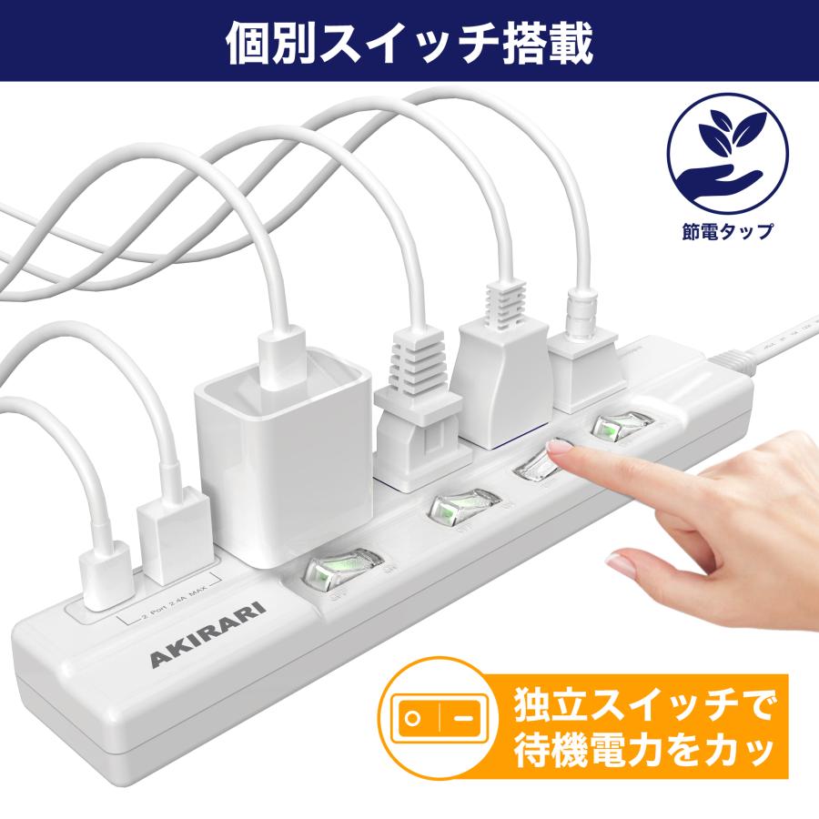 電源タップ 各種 KOZUMUWAN 電源タップ 1m 1500W ほこり防止 usb付き type-c usb usb-c