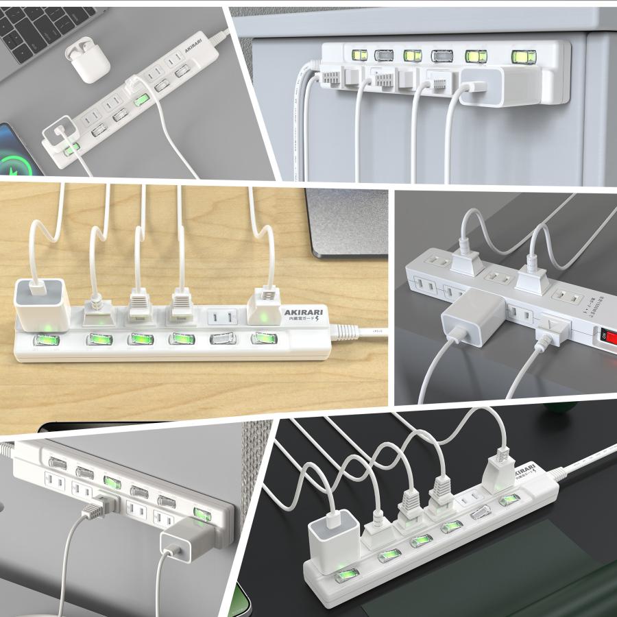KOZUMUWAN 【送料無料】電源タップ 雷ガードタップ 個別スイッチ付き6