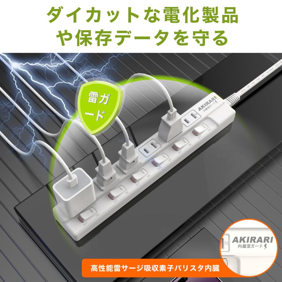 KOZUMUWAN 【送料無料 あす楽】電源タップ スイッチタップ 6個口 2m