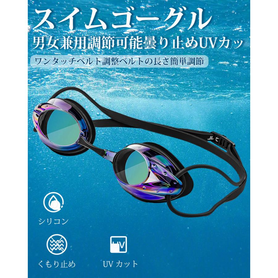 【紫外線カット】スイミングゴーグル フィットネス 水泳ゴーグル スイムゴーグ 水中メガネル 曇り防止 水漏れ防止 ミラータイプ 偏光レンズ ...