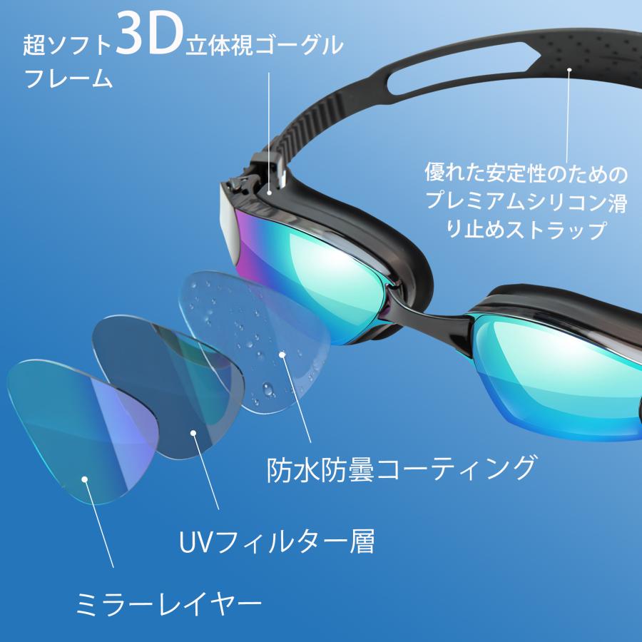 鼻ベルト簡単調節】スイミングゴーグル フィットネス 水泳ゴーグル