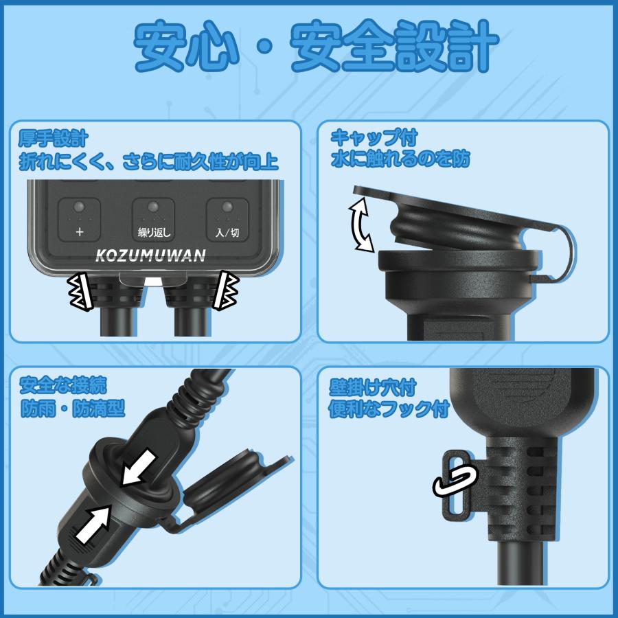 KOZUMUWAN タイマーコンセント 屋外用 防雨型 プログラムタイマー