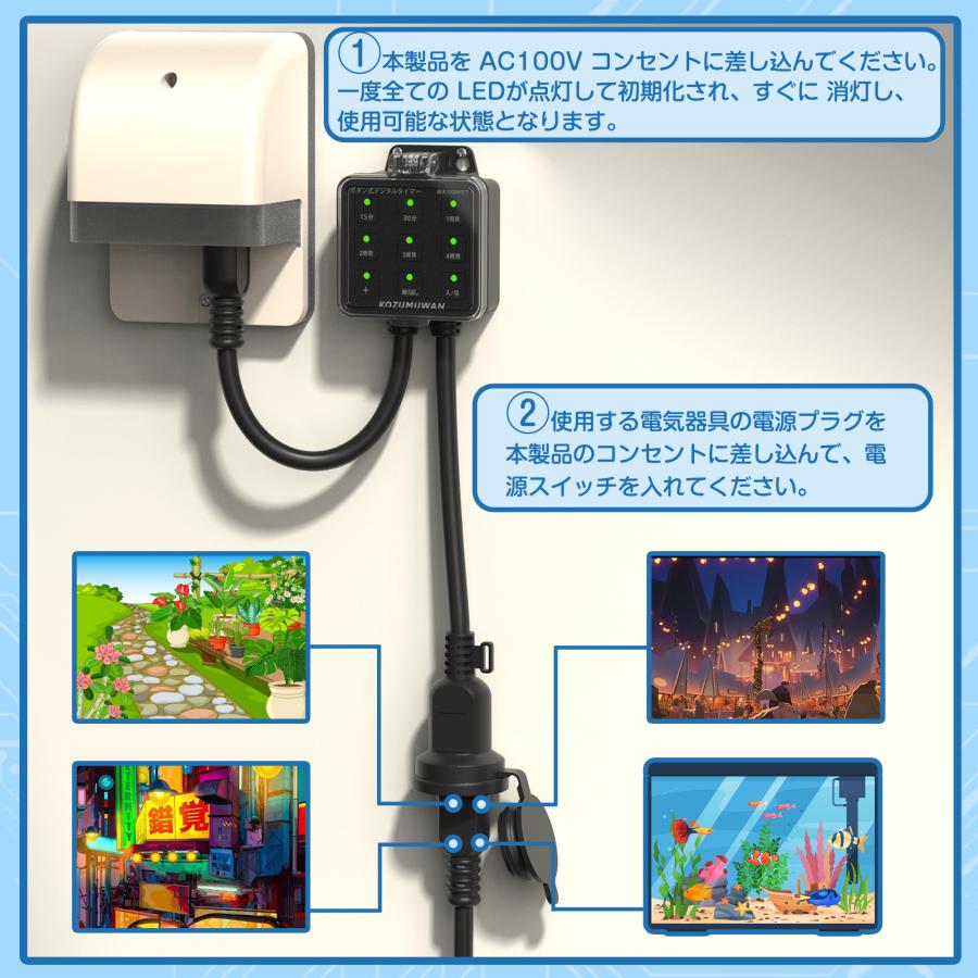 KOZUMUWAN タイマーコンセント 屋外用 防雨型 プログラムタイマー