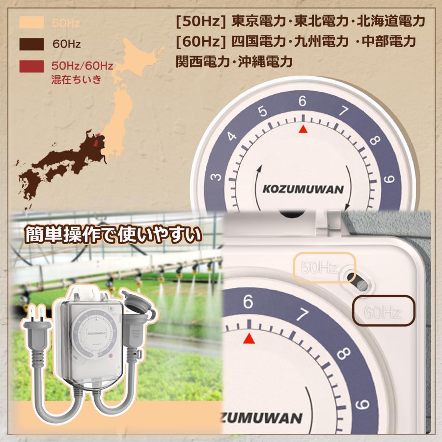 KOZUMUWAN 【送料無料】ダイヤルタイマー 12時間 タイマーコンセント