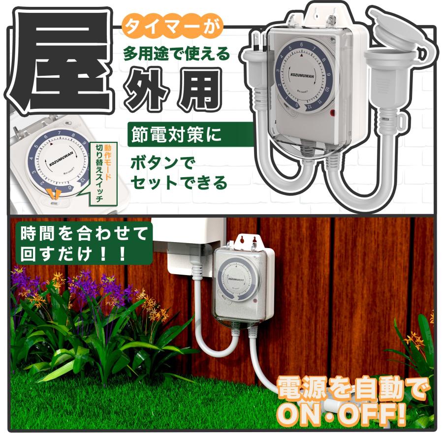 KOZUMUWAN ダイヤルタイマー 12時間形 コンセント 電源 15分単位設定