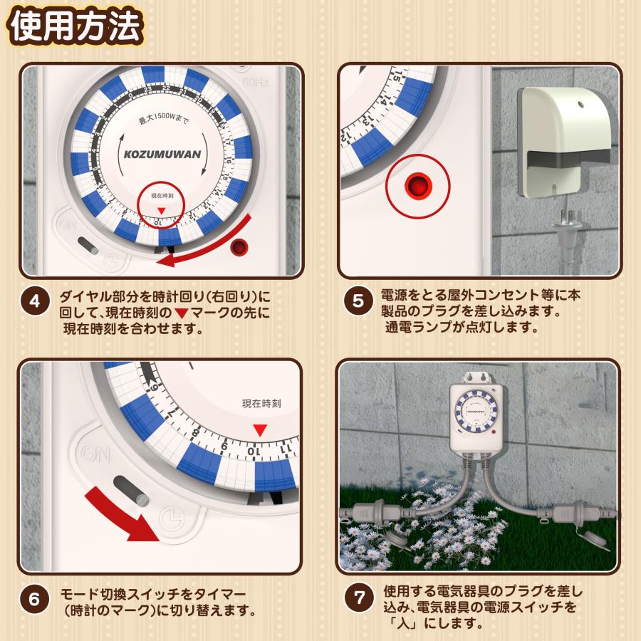 KOZUMUWAN 【送料無料】電気タイマー 24時間 リピート機能 コンセント